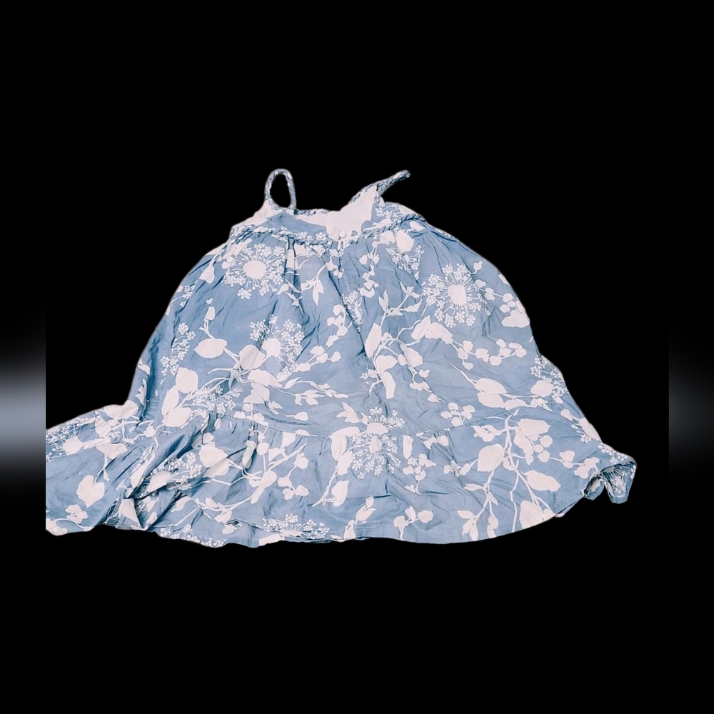Chic Floral Kids Dress in Blue and White